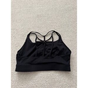 Sol & Mane alexandria Womens Strappy Back Sports Bra Black Large Yoga Activewear